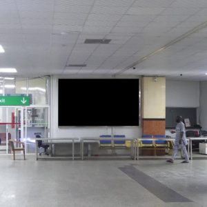 Static Backlit Board Exit Gate By Custom Control Facing All Arriving Passengers MMA1, Lagos