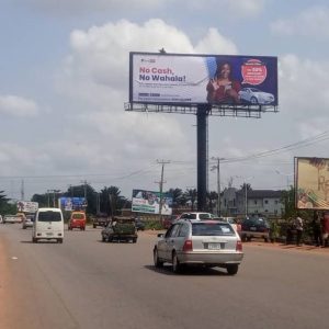Unipole Billboard Along Benin Lagos Road Uselu Market, Benin City, Between University Pedestrian Bridge, Edo State.