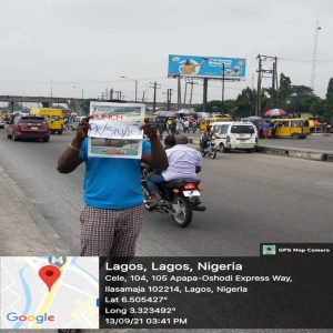 Unipole Billboard By Cele bus stop, Lagos State.