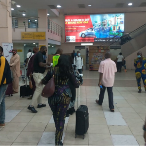 Backlit Billboard Landing Off Escalator from Check-in Area to Departure,Ikeja