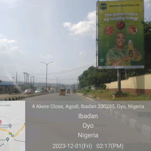 Portrait Billboard In Agodi facing traffic from Agodi gate Mokola, Yemetu and Secretariat, Ibadan ,Oyo State