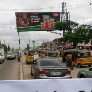 Gantry Billboard Along Iju road by Enyo filling station FTT Agege/Ogba. Lagos State
