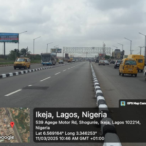 Unipole Billboard Oshodi Agege Motor Road by Arena market Alasia Bus-Stop