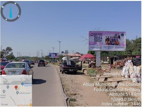 Backlit Billboard Along Ahmadu Bello Way By Fha 2Nd Gate Gwarinpa, Abuja