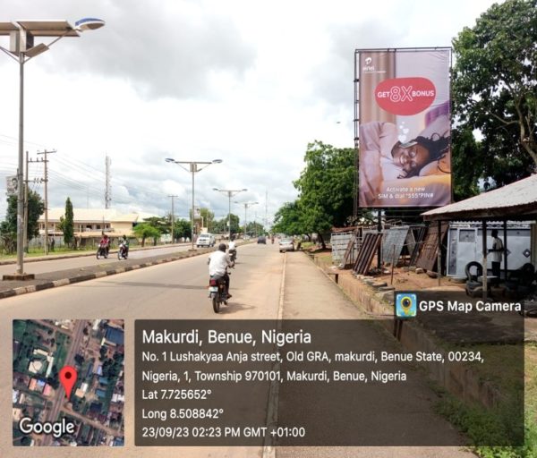 Portrait Billboard in Makurdi, Ankpa Road by Dominic Oneya Road Junction, Benue State