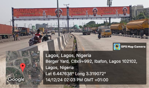 Gantry Billboard Oshodi-Apapa Exp Way By Cement Bus Stop Ftt Apapa. Lagos State