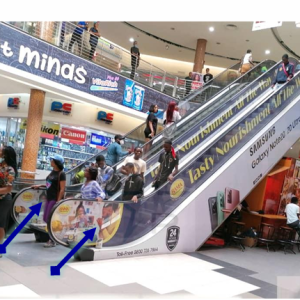 Outer sides of Escalator Glass Branding in the Middle of the Mall, Ikeja Lagos.