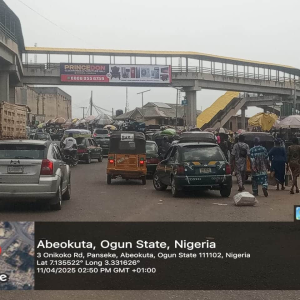 Bridge Panel Billboard By Pansheke Market/Garage Ftf Ibara, Oke-Ilewo, Kuto towards Adigbe  Abeokuta, Ogun State