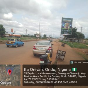 Portrait Billboard Along Obasanjo way by Akure South LGA, Ondo