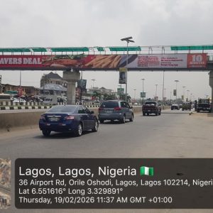 Bridge Panel Billboard international Airport road by 7&8 b/stop ftt Airport Terminal, Lagos