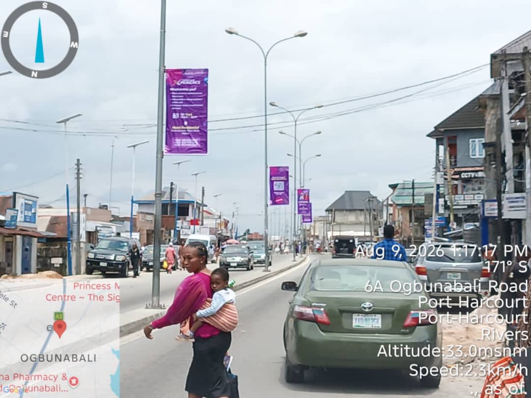 Lamppoles Billboard Along TranAmadi by Ogbunabali, Ph, Rivers State.
